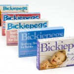 Bickiepegs Natural Teething Biscuits packaging through the years