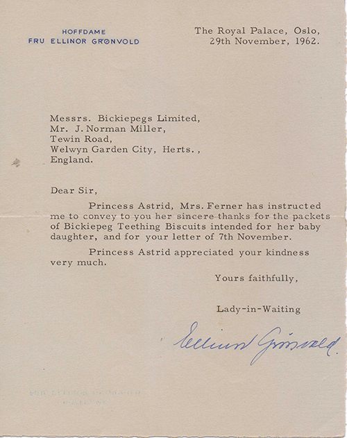 Royal Letter from Denmark November 1962