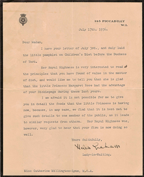Royal Letter 13 July 1936